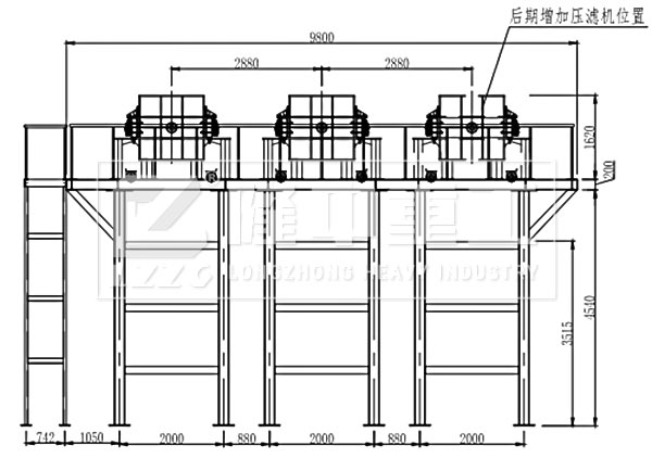 壓濾車間及三氫凈化體B向視圖